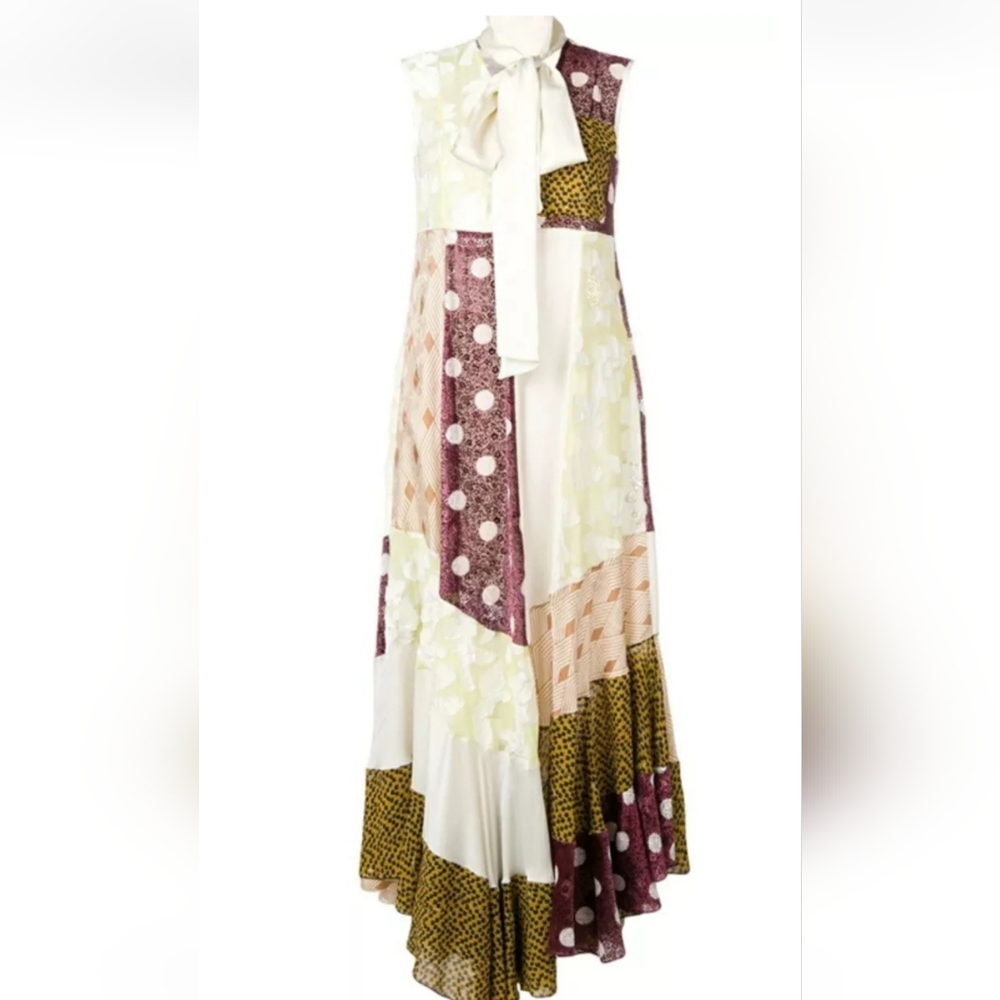 💜 Golden Goose Satin Velvet Patchwork Maxi Dress Sleeveless 👗 Size M